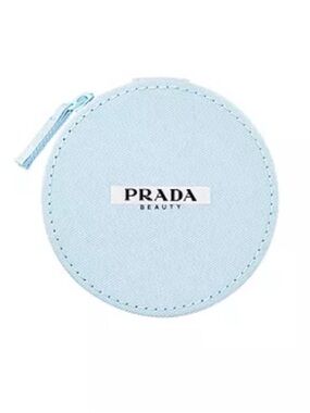 Authentic Prada Beauty Round Zip Pouch / Makeup Bag / Mini Bag in Pale Blue